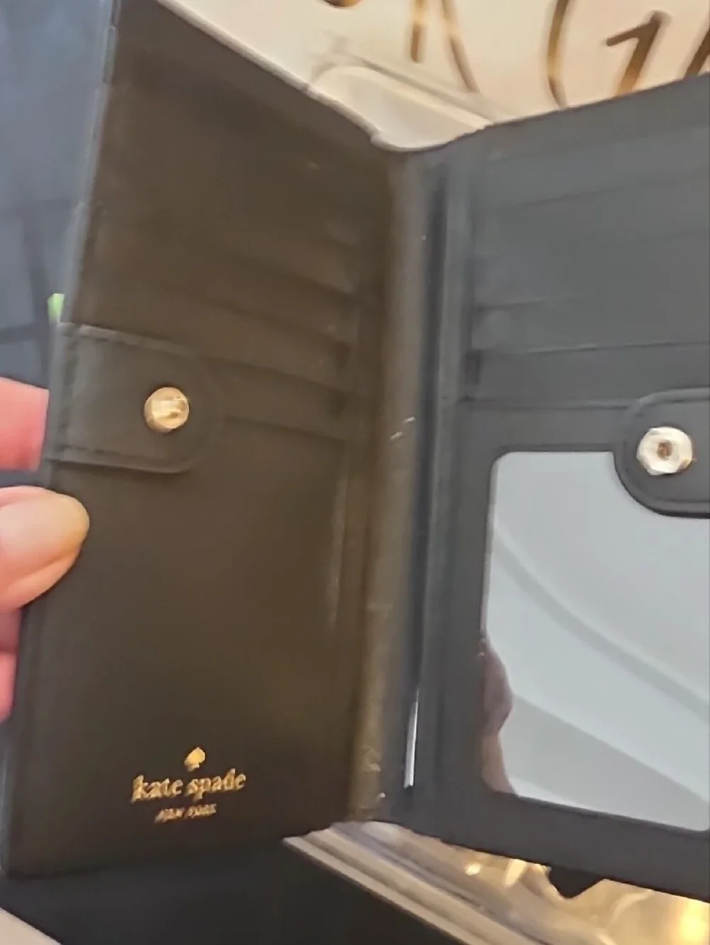 kate spade Bi-Color Cream and Black Zip Wallet